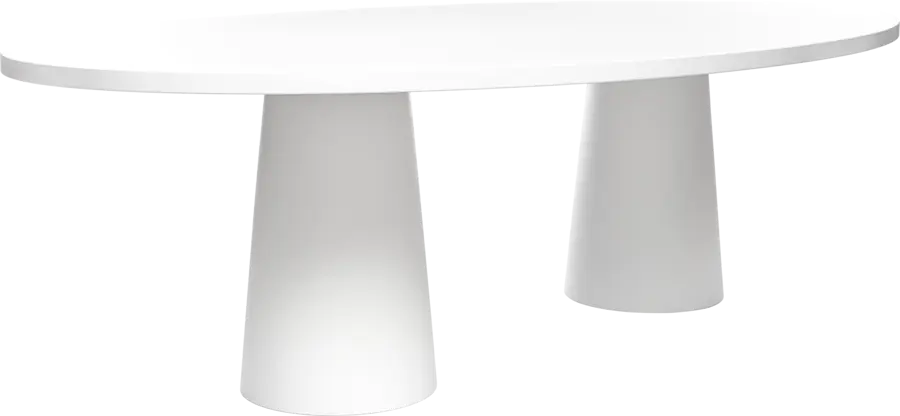 Container Table Oval 260 top white with white double foot